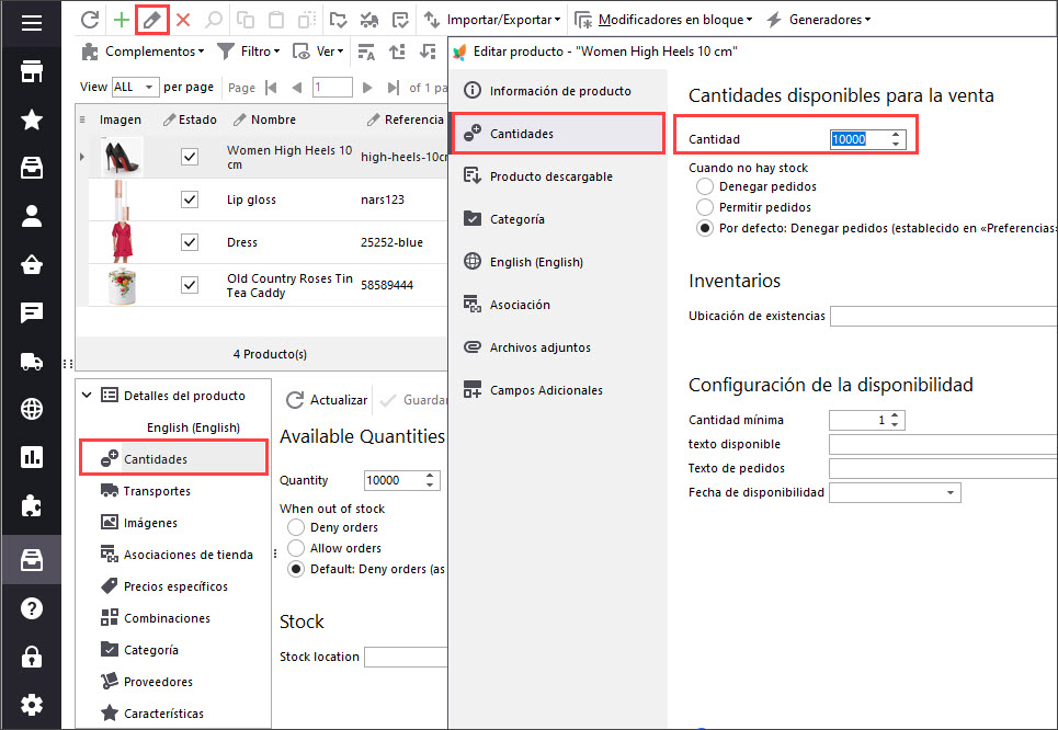 Update PrestaShop Product Price in the Edit Window and Lower Tab