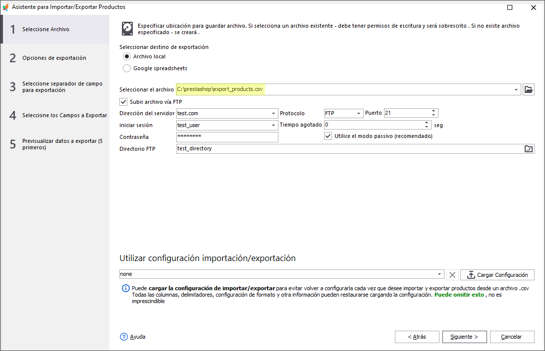 Upload PrestaShop Product Export File to FTP