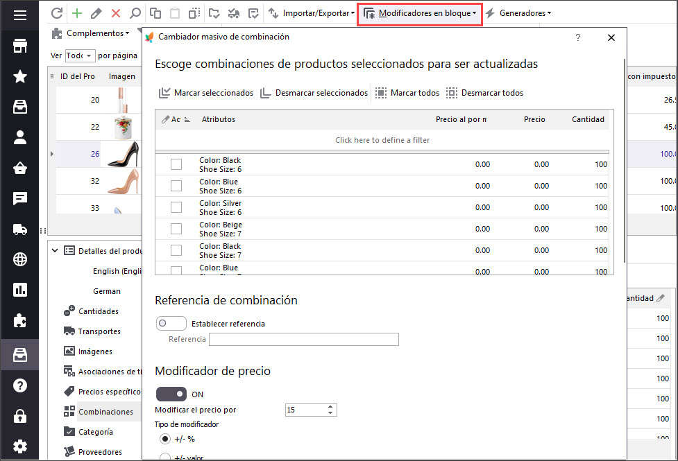 Use Mass Combinations Changer to Update Combinations in Bulk with Store Manager