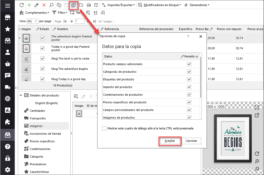 Multiplicar productos copiándolos