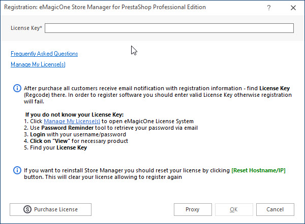 Register Store Manager with Your License Key Register PrestaShop Store Manager with Your License Key