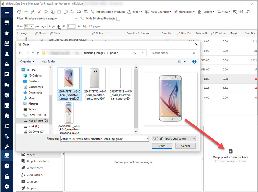 Ajouter une image à PrestaShop en utilisant la méthode glisser-déposer Ajoutez l'image PrestaShop par glisser-déposer dans le Store Manager