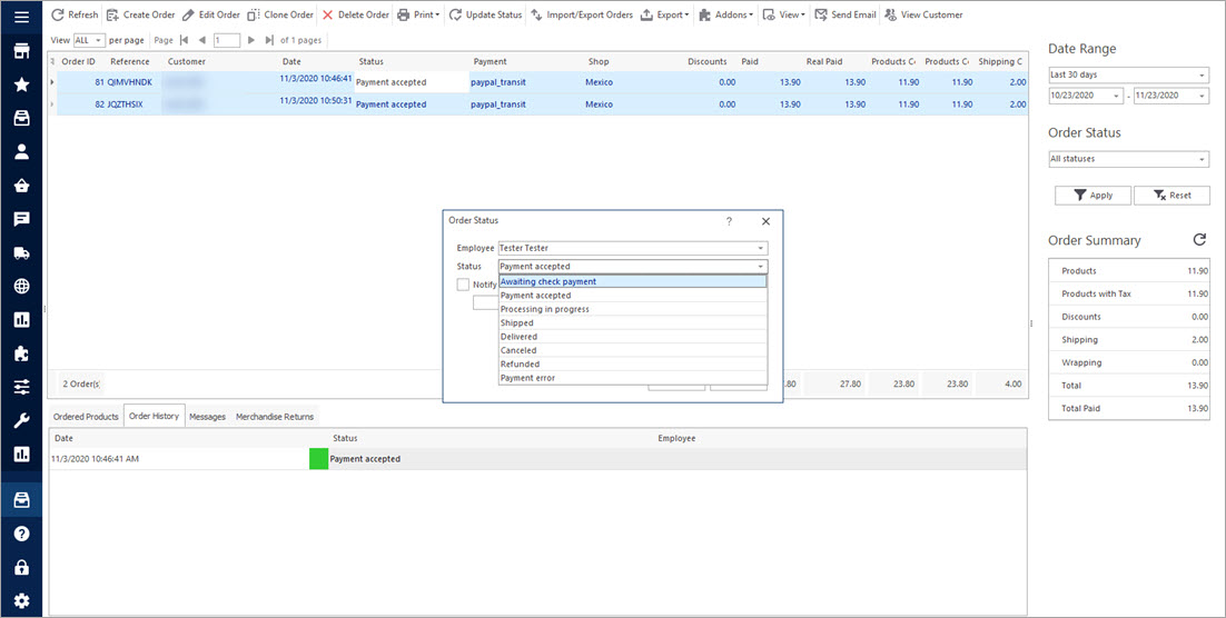 Change Order Statuses in Bulk Change Order Statuses in Bulk with Store Manager