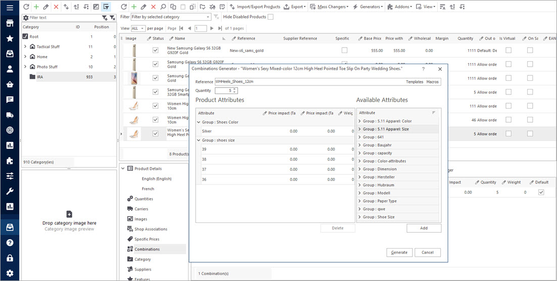 Generate PrestaShop Combinations in Bulk Generate PrestaShop Combinations in Bulk with Store Manager