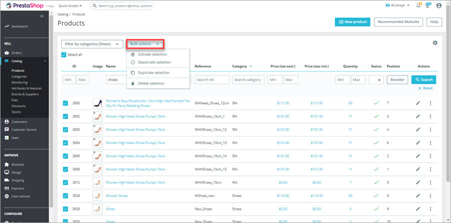 Mass PrestaShop Product Update Admin