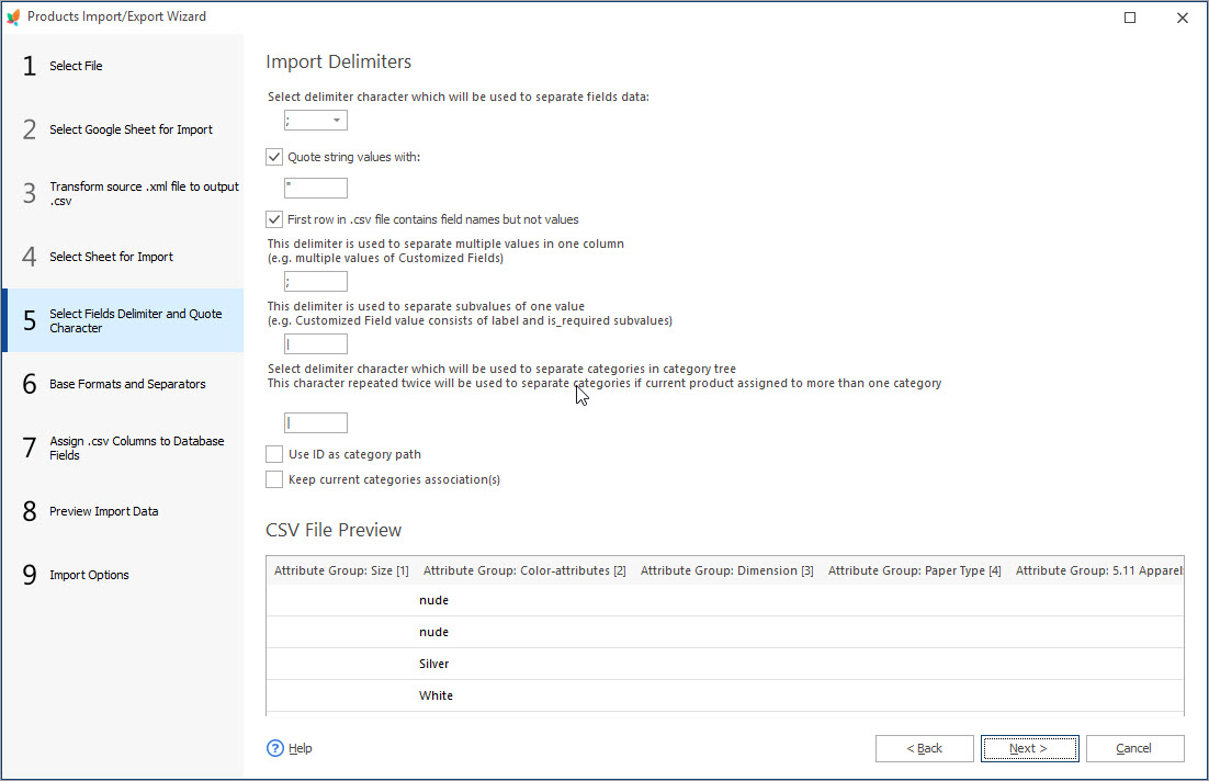 PrestaShop Attribute Combinations Import Delimiters PrestaShop Attribute Combinations Import Delimiters with eMagicOne