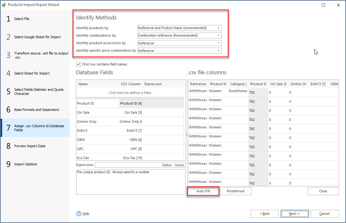 Assign CSV Coumns to Database Fields Assign CSV Coumns to Database Fields During Import