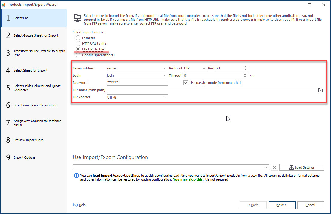 Select the File for Import Select the File for PrestaShop Import