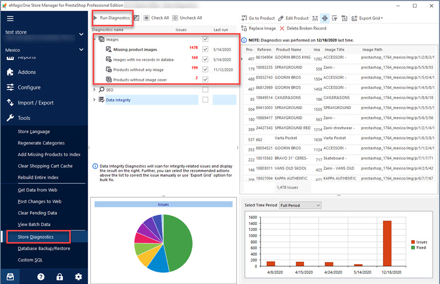 Run Store Diagnostics in Store Manager Run Store Diagnostics in Store Manager