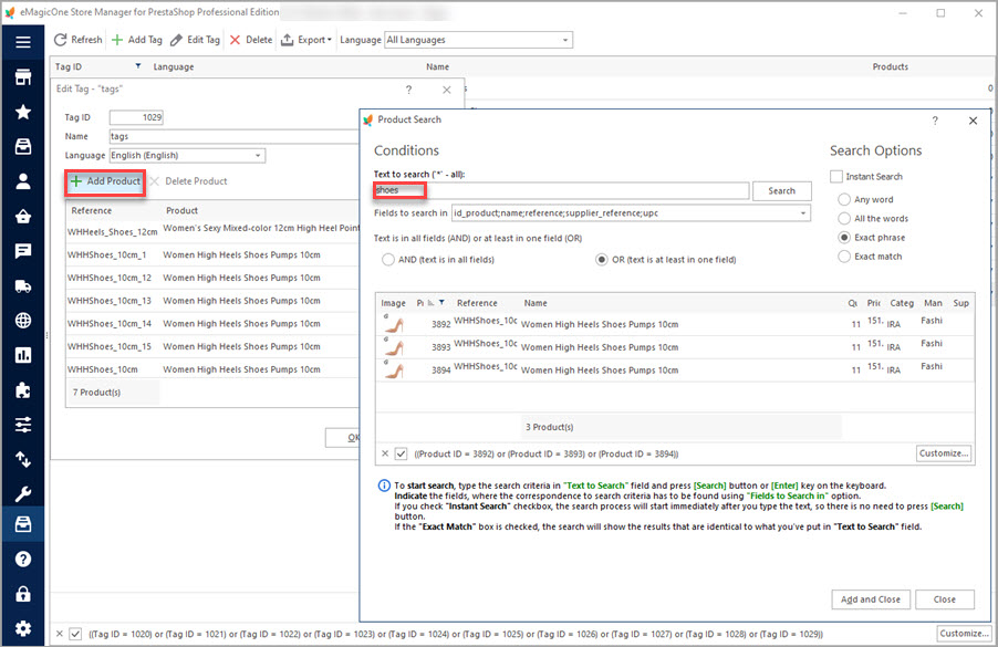 Add Products to Created Tags with Store Manager