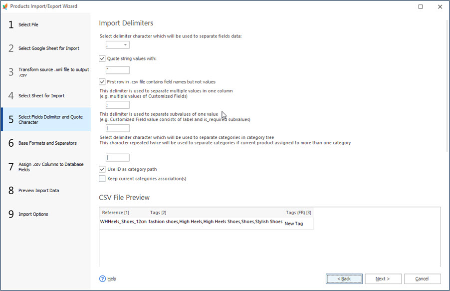 Set Delimiters During PrestaShop Product Tags Import with Store Manager