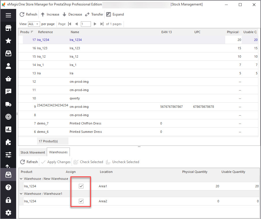 Transfert de produits PrestaShop vers l'entrepôt Transfert de produits PrestaShop vers l'entrepôt avec Store Manager