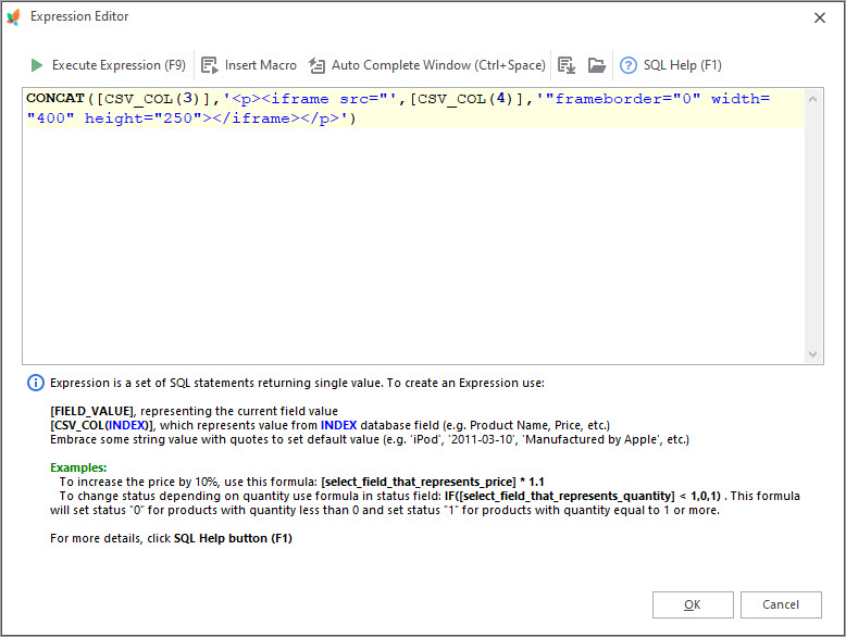 Expression Editor in PrestaShop Store Manager