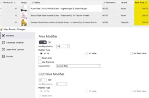 Réduire les prix de produit pour plusieurs produits PrestaShop en masse avec Store Manager