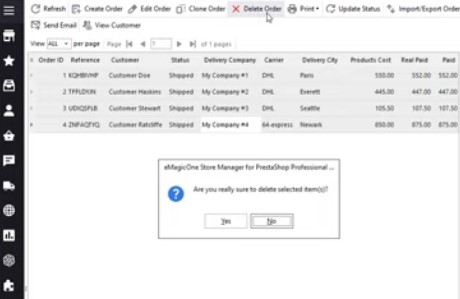 Supprimer plusieurs commandes PrestaShop en masse avec Store Manager