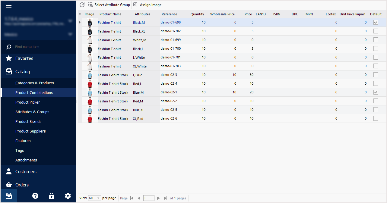 PrestaShop Combinations
