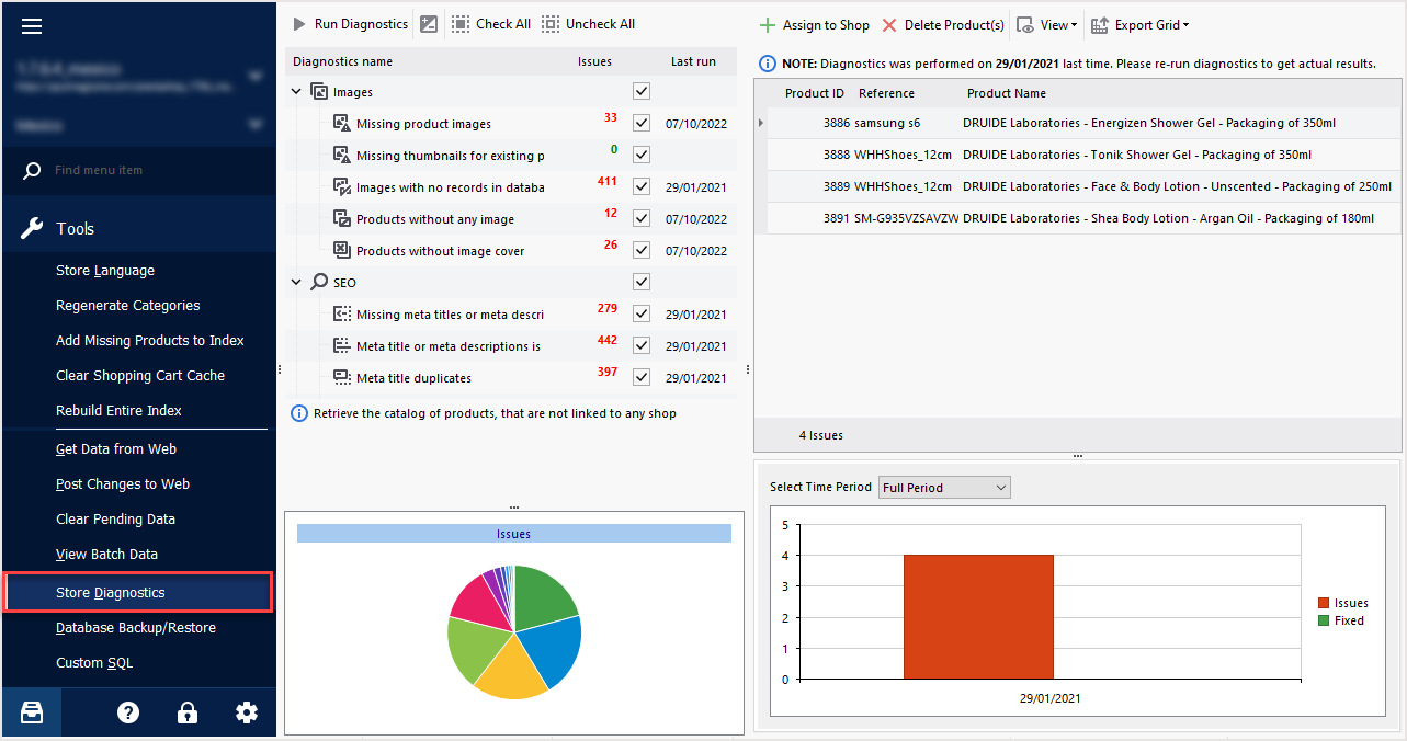 PrestaShop Store Diagnostics