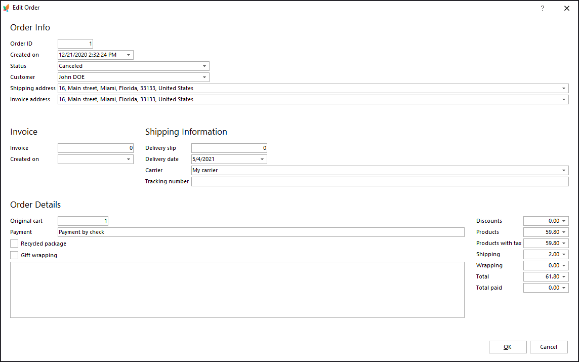 PrestaShop Order Editor