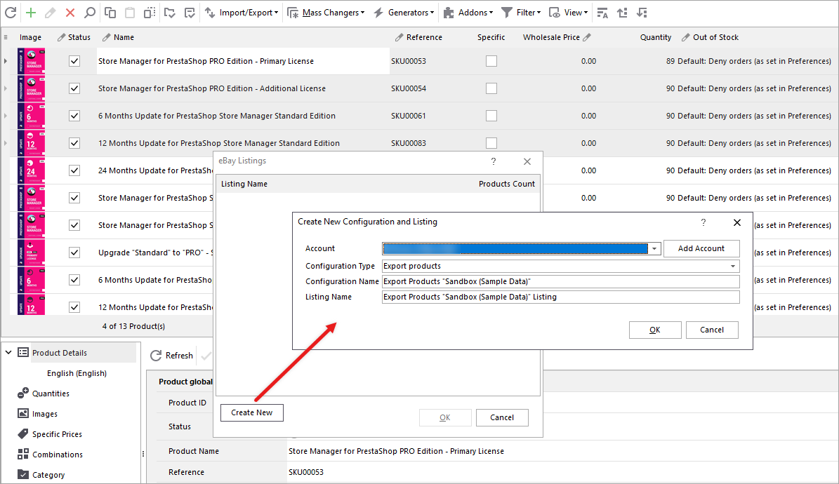 Creating New PrestaShop Listing for eBay