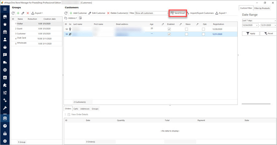 Filter Customers List Before Mailing with Store Manager