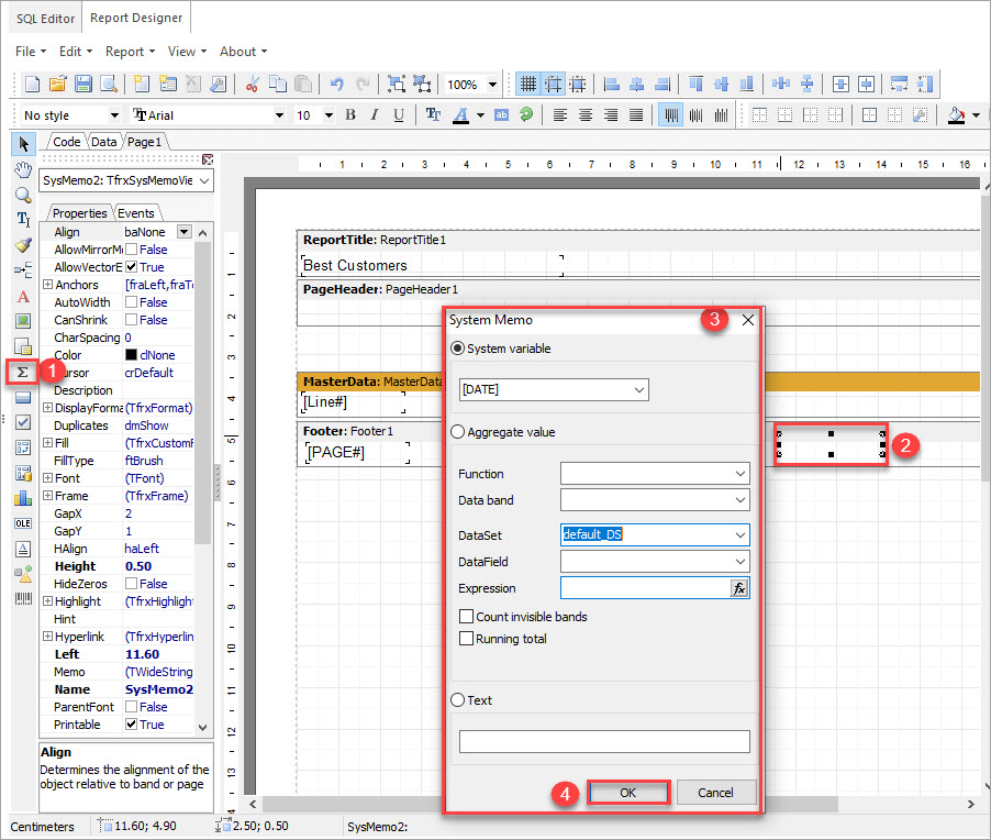 Date du pied de page du rapport personnalisé Prestashop avec Store Manager
