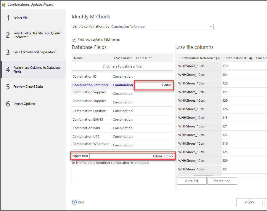 PrestaShop Combinations Update Wizard Expression Editor with Store Manager