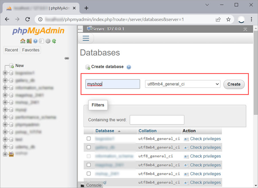 PrestaShop create database