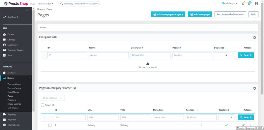 Add New CMS Page Add New CMS Page PrestaShop Backend