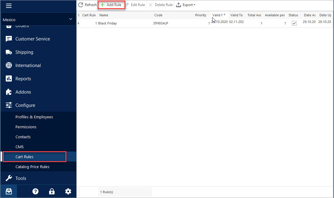 Add PrestaShop Cart Rules with Store Manager Add PrestaShop Cart Rules with eMagicOne Store Manager