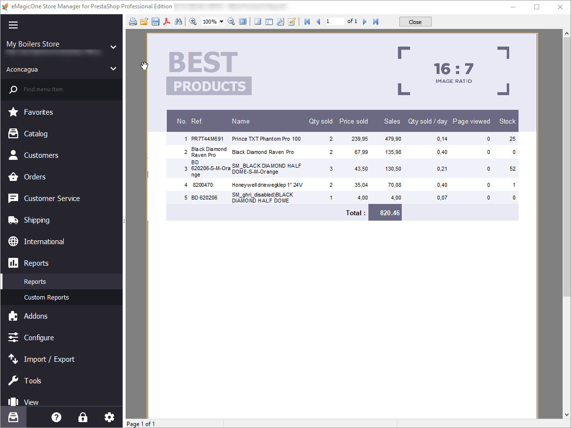 New design of reports in Store Manager