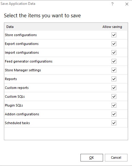 Select configurations you want to save