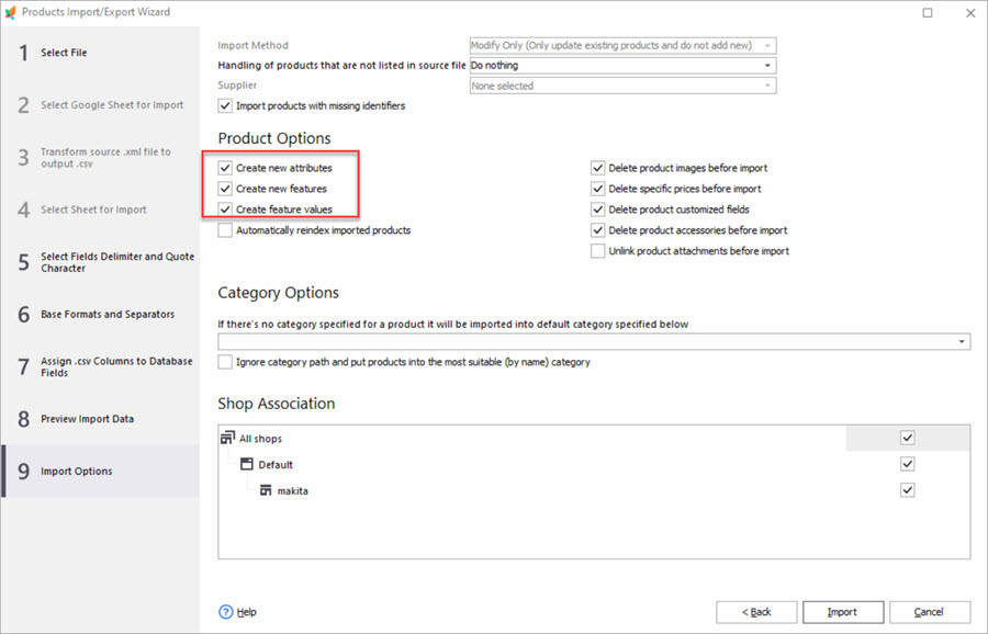PrestaShop Store Manager Real Product IDs Import Create Features
