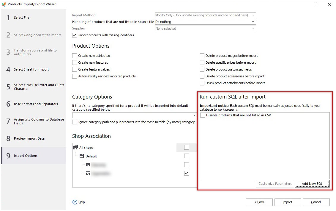 PrestaShop Custom SQL After Import Feature
