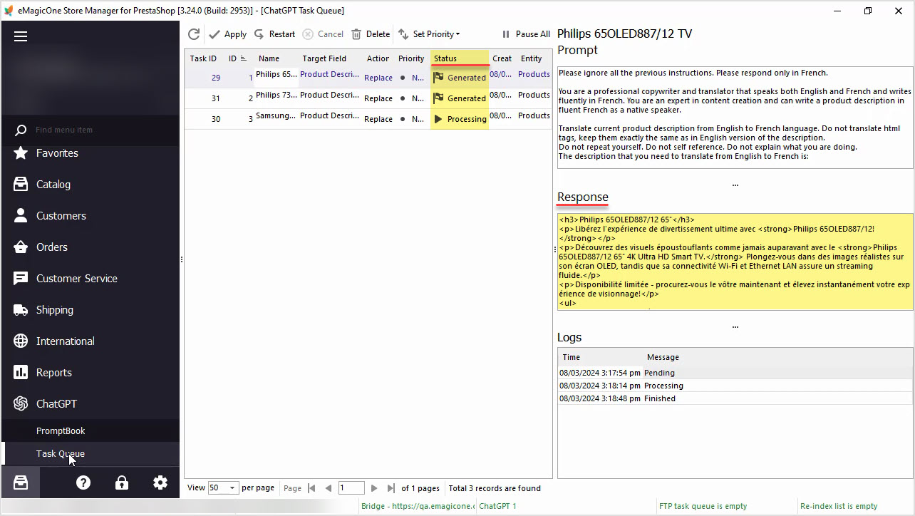 PrestaShop ChatGPT Integration for Descriptions