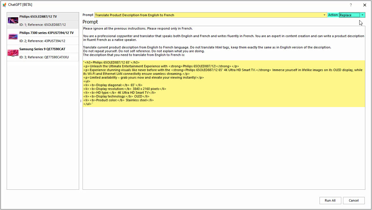 PrestaShop ChatGPT Integration for Descriptions