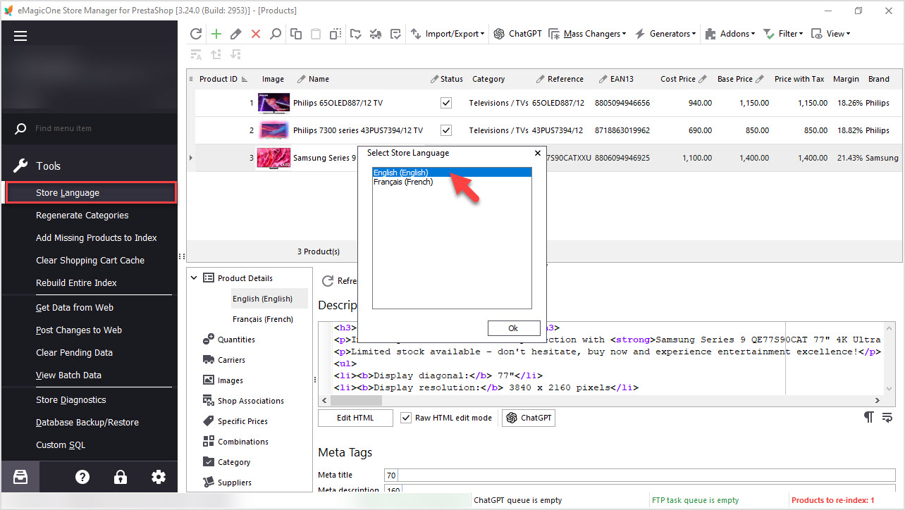 PrestaShop ChatGPT Integration for Descriptions