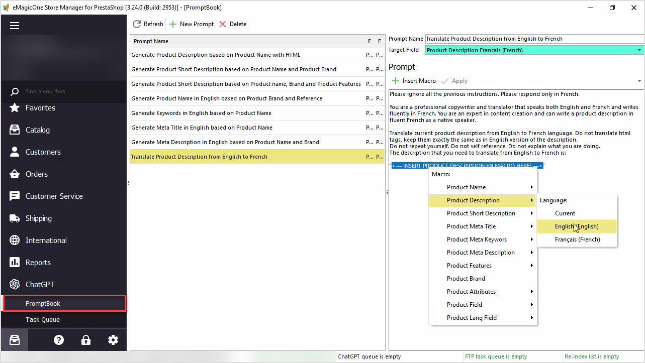 PrestaShop ChatGPT Integration for Descriptions