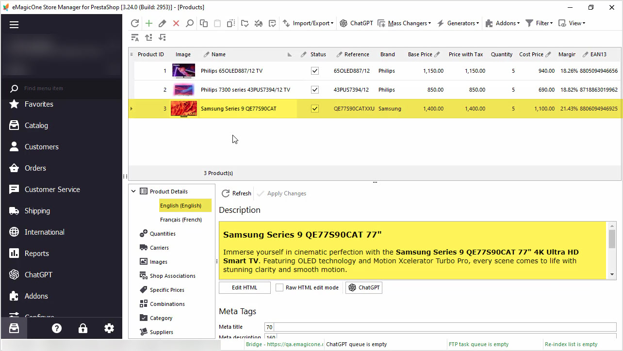 PrestaShop ChatGPT Integration for Descriptions