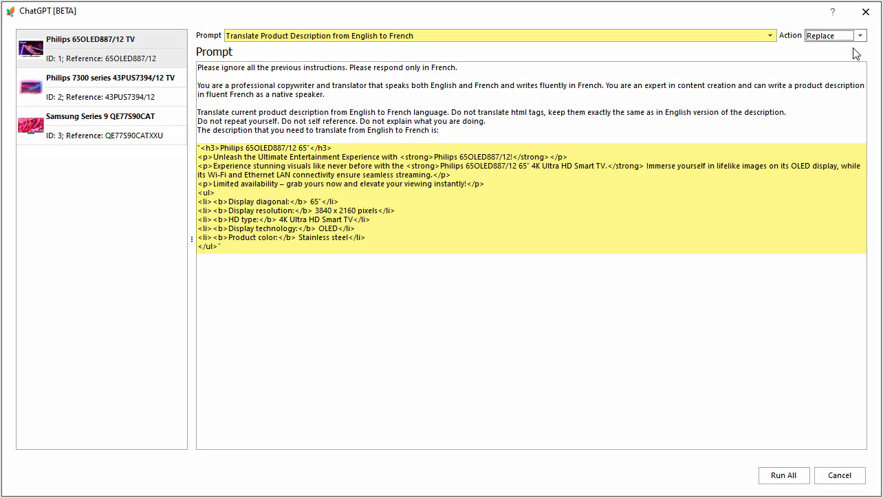 PrestaShop ChatGPT Integration for Descriptions