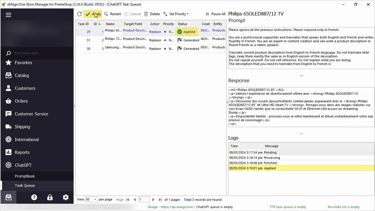 PrestaShop ChatGPT Integration for Descriptions