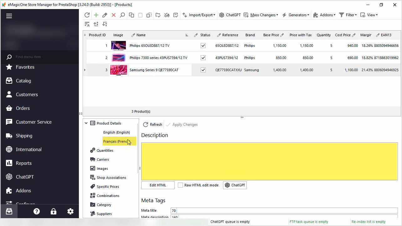 PrestaShop ChatGPT Integration for Descriptions