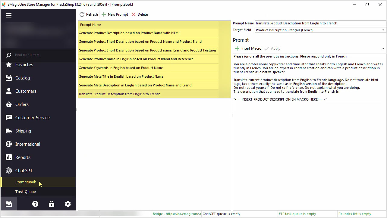 PrestaShop ChatGPT Integration for Descriptions