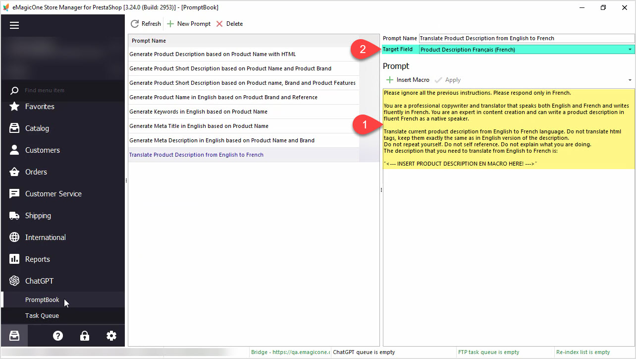 PrestaShop ChatGPT Integration for Descriptions
