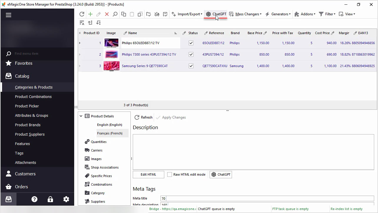 PrestaShop ChatGPT Integration for Descriptions