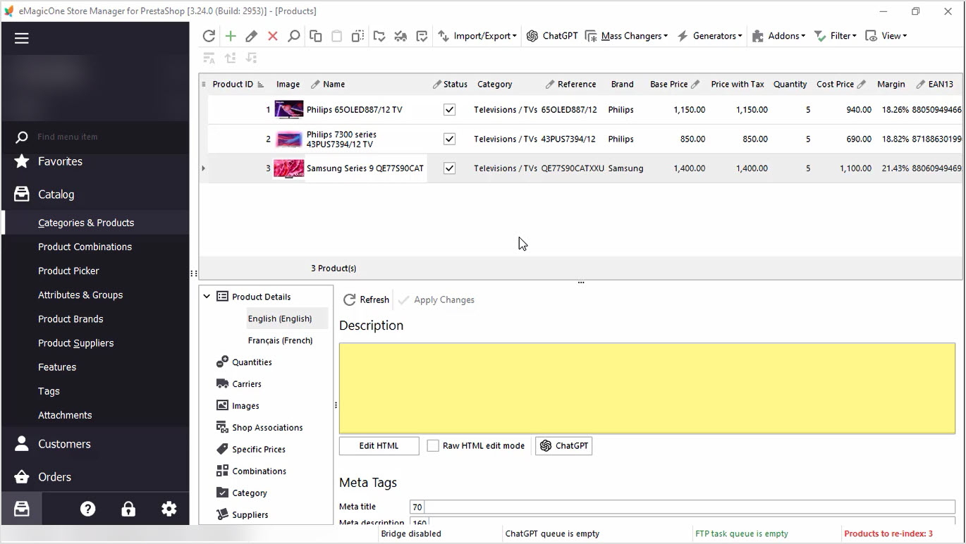 PrestaShop ChatGPT Integration for Descriptions