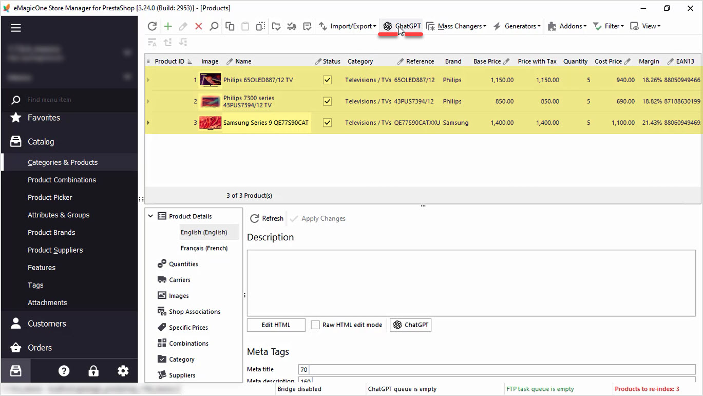 PrestaShop ChatGPT Integration for Descriptions