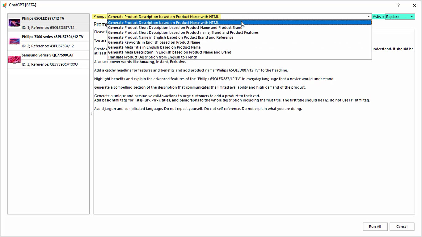 PrestaShop ChatGPT Integration for Descriptions
