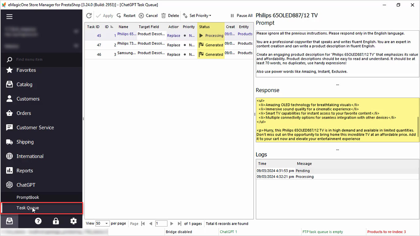 PrestaShop ChatGPT Integration for Descriptions