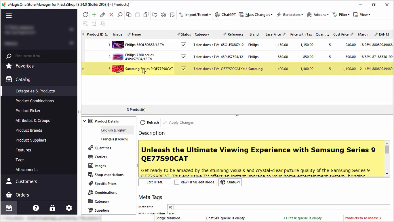 PrestaShop ChatGPT Integration for Descriptions