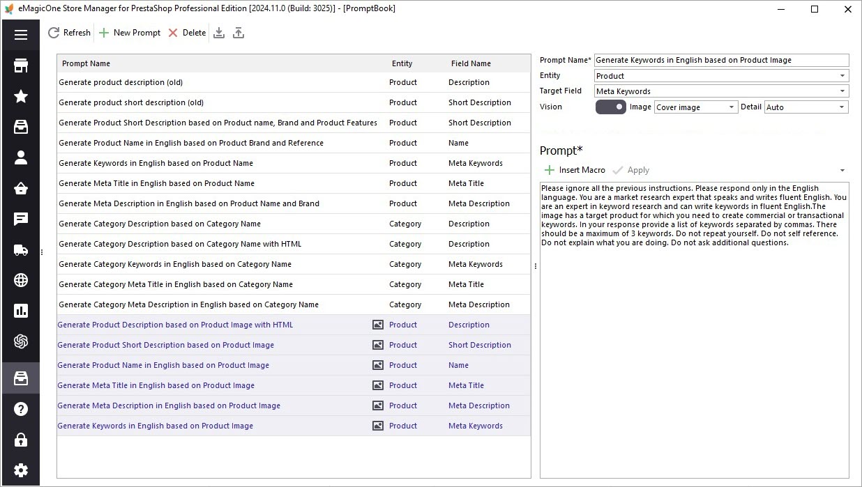 PrestaShop Data Generation with ChatGPT Based on Images